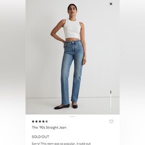 Madewell 90s Straight Jeans Size 28
